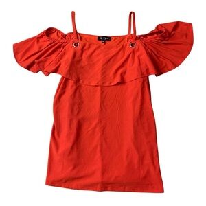 ⚡️Lily Morgan Red Cold Shoulder Ruffle Top - Size Large